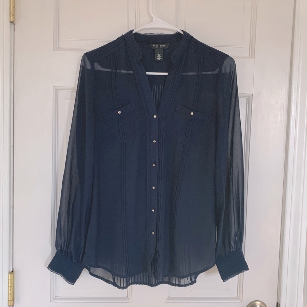 Navy blue sheer blouse